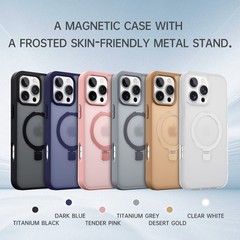 IP16Promaxスタンドマグネット肌吸収感フロスト携帯電話保護ケースIP15pro保護ケース潮品に適しています