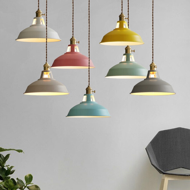 Nordic Style Single-Head Pendant Light, Creative and Unique, Simple Design for Clothing Stores, Restaurants, Bedrooms, Macaron-Colored Bar Counters, Small Pendant Light
