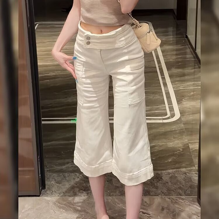 White stretchy flared jeans for women, new autumn style, low-waisted, slimming, versatile, narrow straight-leg cropped pants White stretchy flared jeans for women, new autumn style, low-waisted, slimming, versatile, narrow straight-leg cropped pants