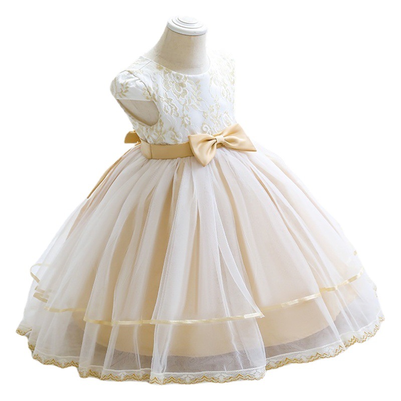 Vestido de las muchachas Vestido de princesa Vestido de malla bordado Amazon Venta caliente ropa para niños vestido de banquete de cumpleaños para niños
