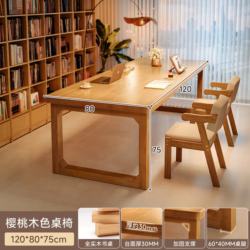 Toda la sala de estar de madera maciza, escritorio largo, escritorio de lectura y estudio, escritorio doble para el hogar, mesa de trabajo para la sala de estar