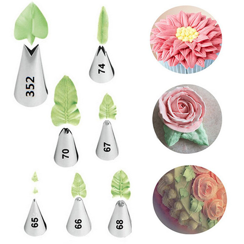 7-piece set of leaves piping nozzle set of leaves piping nozzle cake cream nozzle small 7PCs cake tool 7-piece set of leaves piping nozzle set of leaves piping nozzle cake cream nozzle small 7PCs cake tool