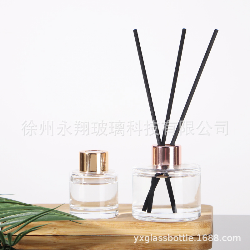 100毫升家用透明螺口圆柱木盖香薰扩散玻璃分装瓶