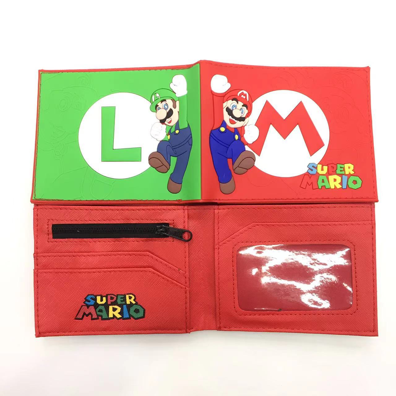 Mario Super Marie PVC cuero corto doble billetera Mario Mriao cambio cartera tarjeta de cuero