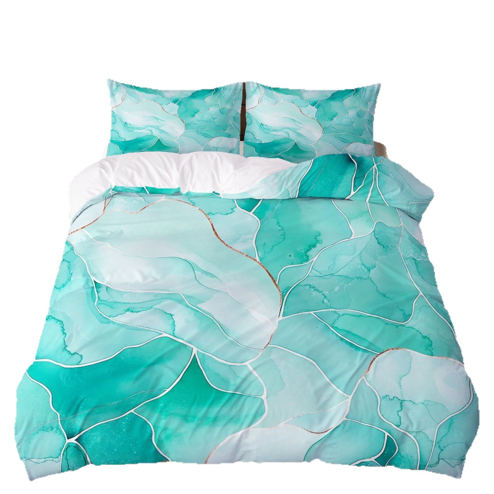 TEMU / JIT polvo oro mármol textura suave molienda impresión digital kit de colcha se puede ajustar