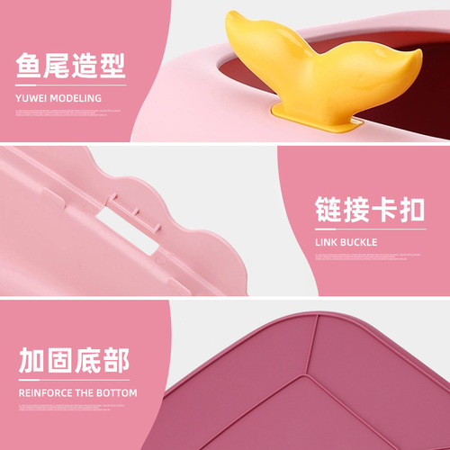 Cat litter box deodorizing semi-enclosed large size anti-splash plastic cat nest thickened removable and washable cat toilet with cat litter scoop