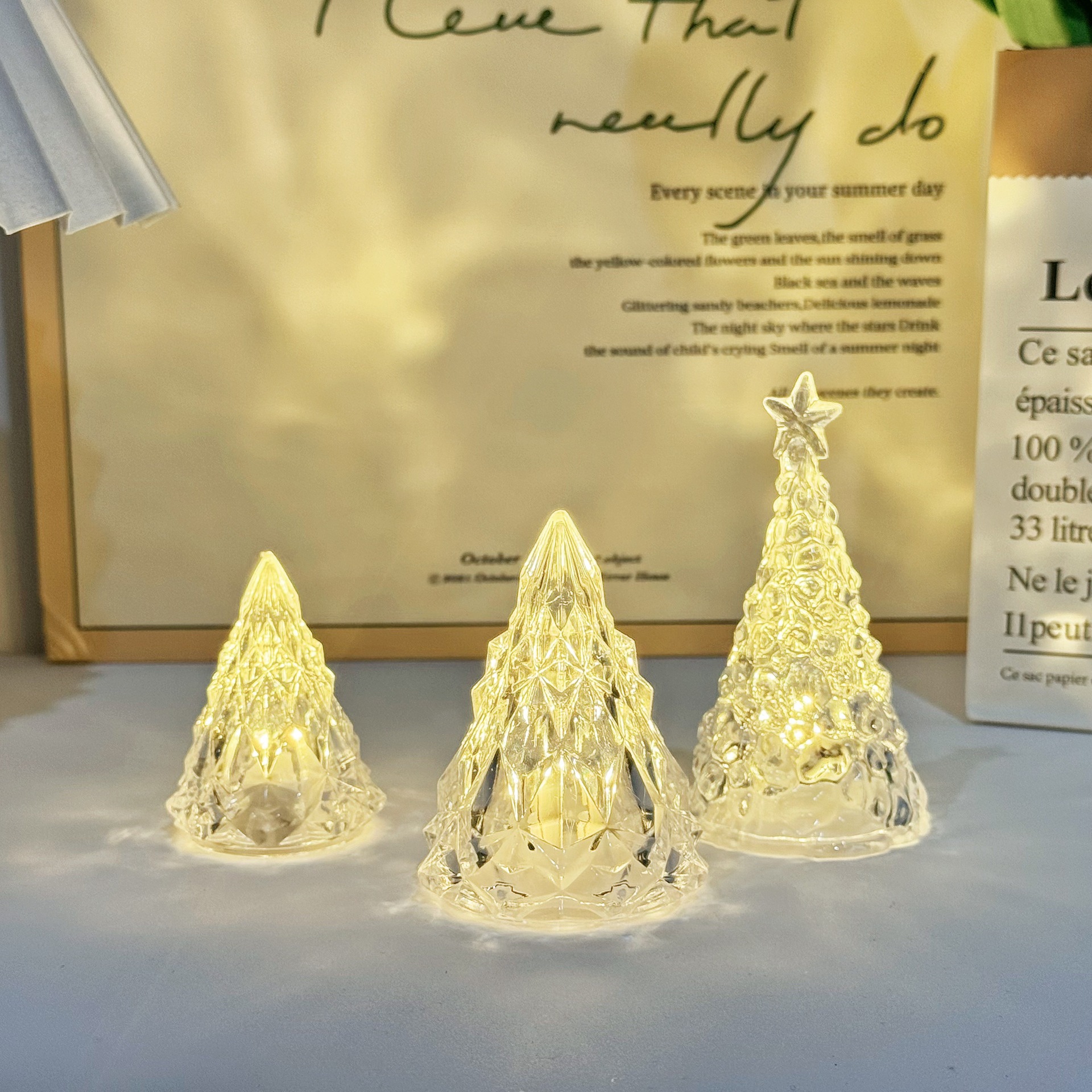 Lámparas de noche de montaña de nieve transfronterizas no enchufables decoraciones de escritorio de la habitación atmósfera de regalo de cumpleaños para chicas