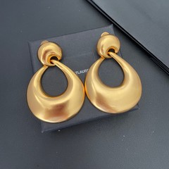 欧美跨境镀18K真金个性夸张几何耳环女小众高级设计感耳饰品批发