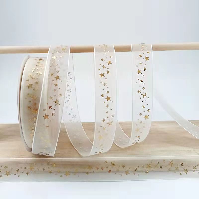2,5 cm hilo de agua cinta dorada hilo de nieve pastel hornear embalaje cinta flor caja de regalo flejado cinta de embalaje
