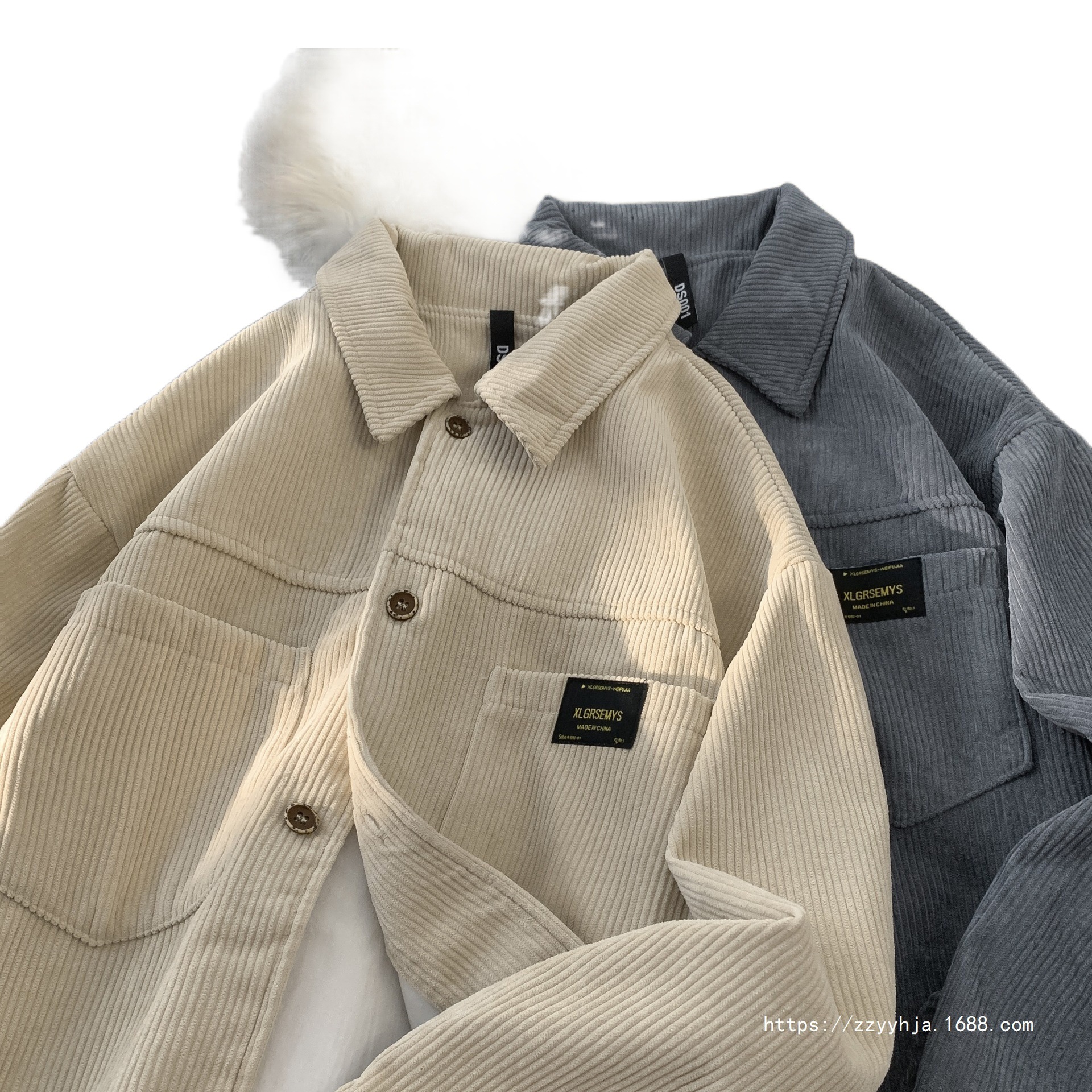 웨윤 코듀로이 긴팔 셔츠 재킷 남자 가을 겨울용 플러스 벨벳 두꺼워진 루즈 캐주얼 라펠