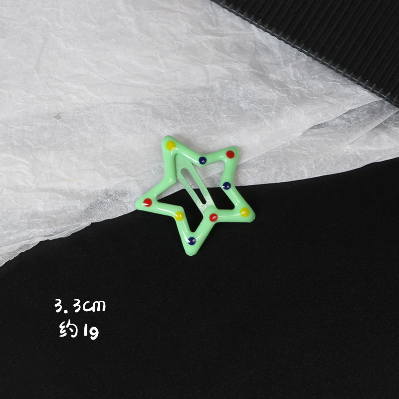 SKU图_波点星星发夹浅绿色SL-60025