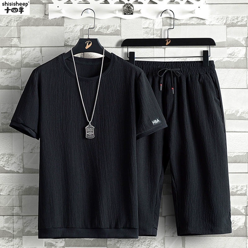 Шелковый летний комплект, спортивный костюм, брюки, oversize, с коротким рукавом