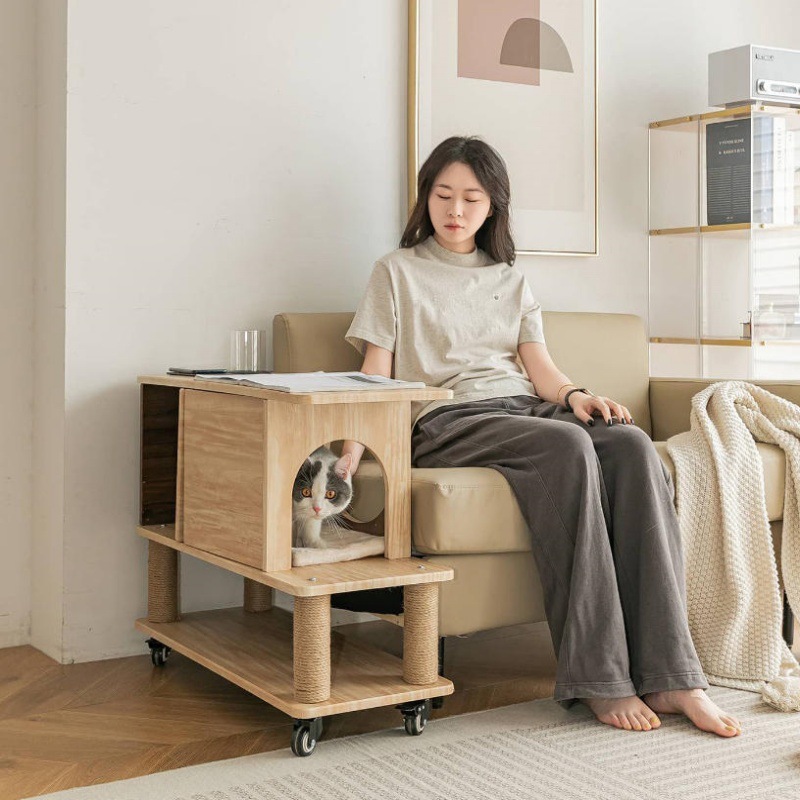 인간과 고양이를 위한 커피 테이블, 고양이 둥지, 소파, 커피 테이블, 공용 가구, 사이드 테이블, 카트 가구, 작은 고양이 사이드 테이블
