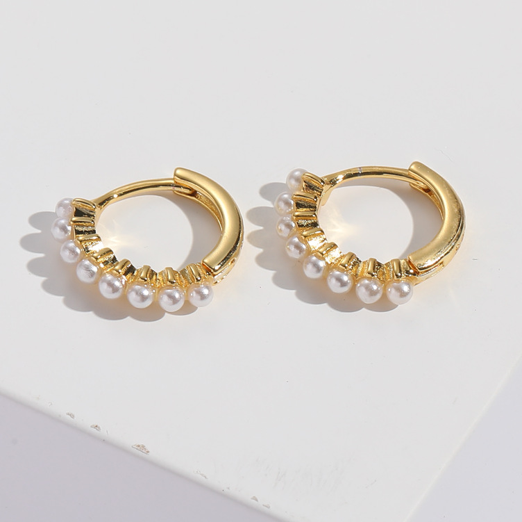 Retro round pearl 14K Gold plated copper Earrings