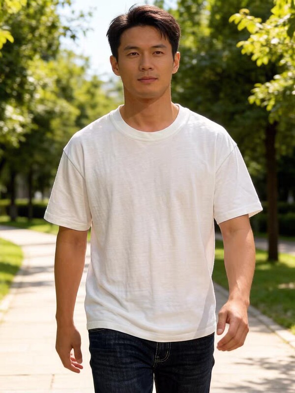 Men's Hemp T-Shirt Short-Sleeved Basic Round Neck Loose Casual Vest Large Size T-Shirt Available in Multiple Colors 6055