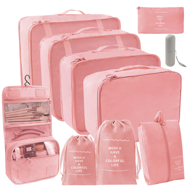 핑크 후크 백 10 종 세트 [7 종 세트 + 소묶음 포켓 + 후크 백 + 워시 컵]]