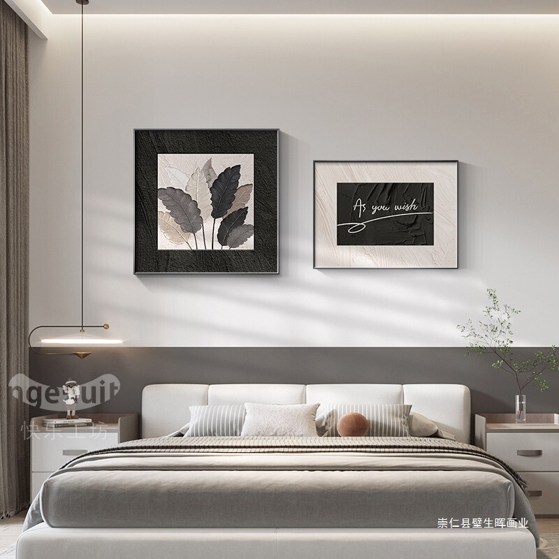 Black and White Gray Style Home and Business Large Bedroom Decorative Painting Bedside Hanging Painting 2025 New Accessible Luxury Wall Painting