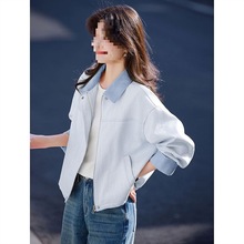 小清新撞色牛仔外套女短款春季新款韩版宽松气质休闲上衣百搭
