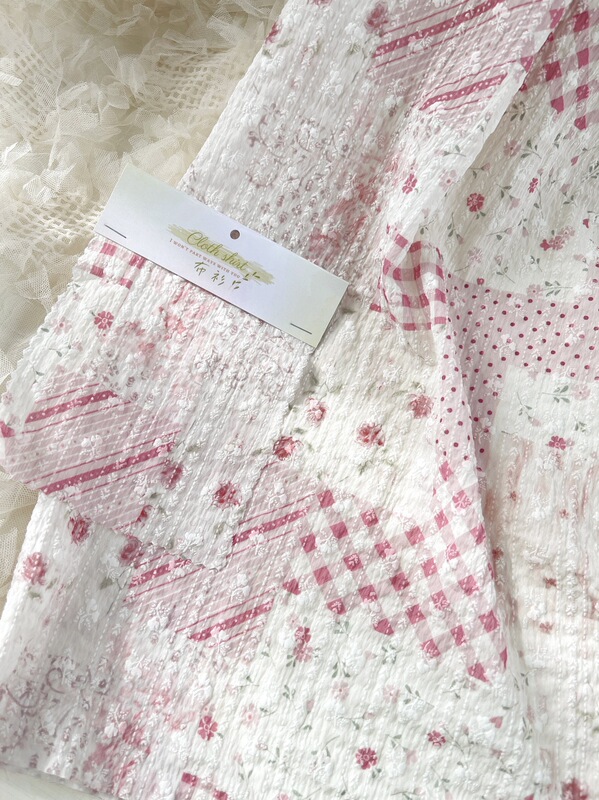Korean-Style Sweet Girl Patchwork Embossed Chiffon Clothing Fabric, Fashionable Women's Clothing Fabric, Handmade Tablecloth, Hair Tie