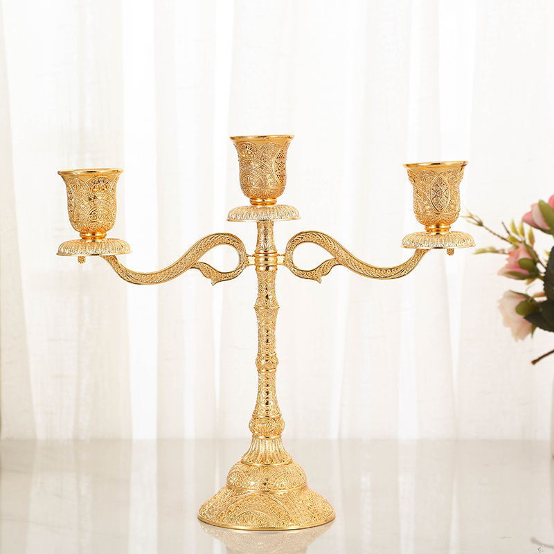 Cinco cabezas de tres cabezas candelabro candelabro europeo mesa de comedor cena de hotel decoración para el hogar decoración candelabro metal