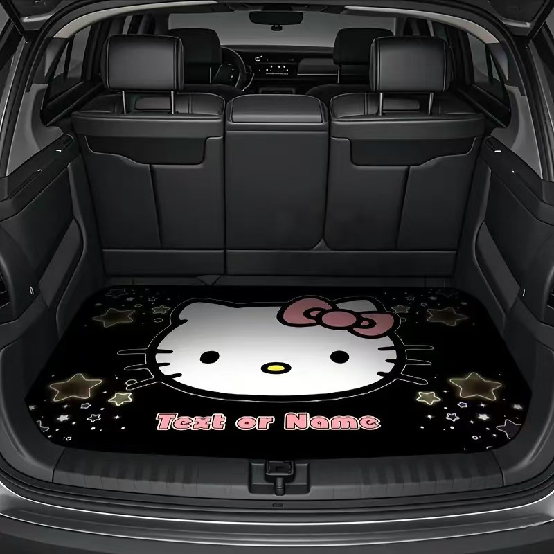 temu Amazon Cute Hello Kitty Car Trunk Crystal Velvet Floor Mat Dustproof, Non-Slip, Dirt-Resistant Mat for Dropshipping