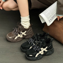 厚底高帮德训鞋女2025秋冬新款真皮复古百搭休闲板鞋运动阿甘鞋潮