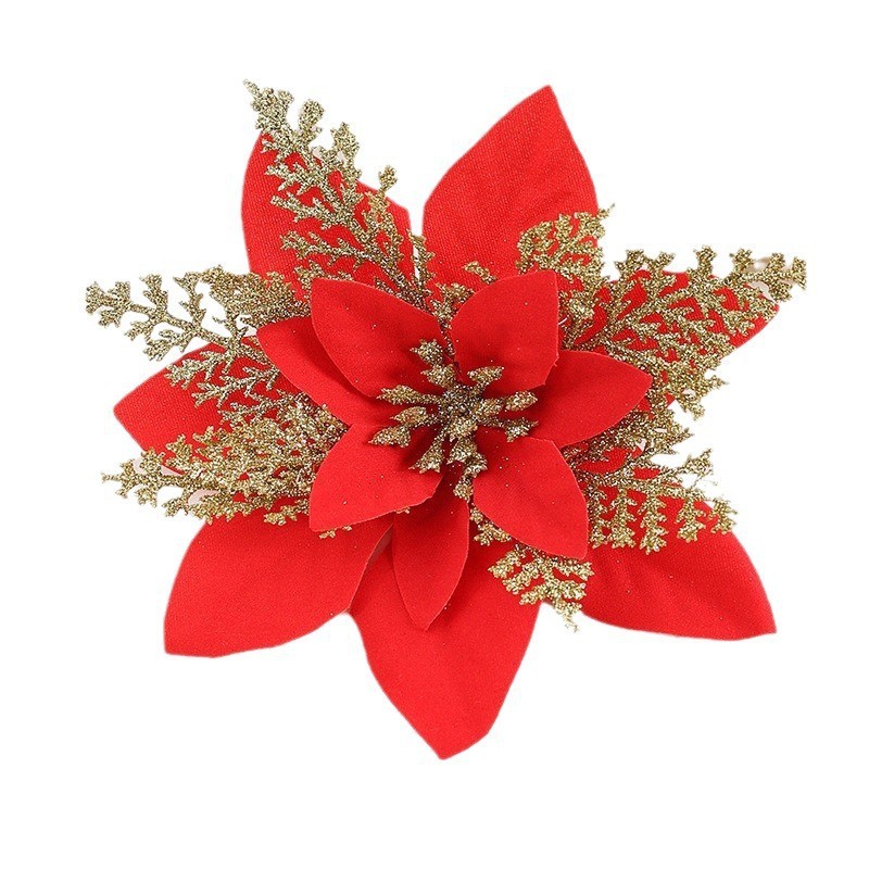 クリスマスゴールドフラワーデコレーション、造花、祝祭用装飾、ツイストスティック、クリスマスツリー素材、包装装飾小道具