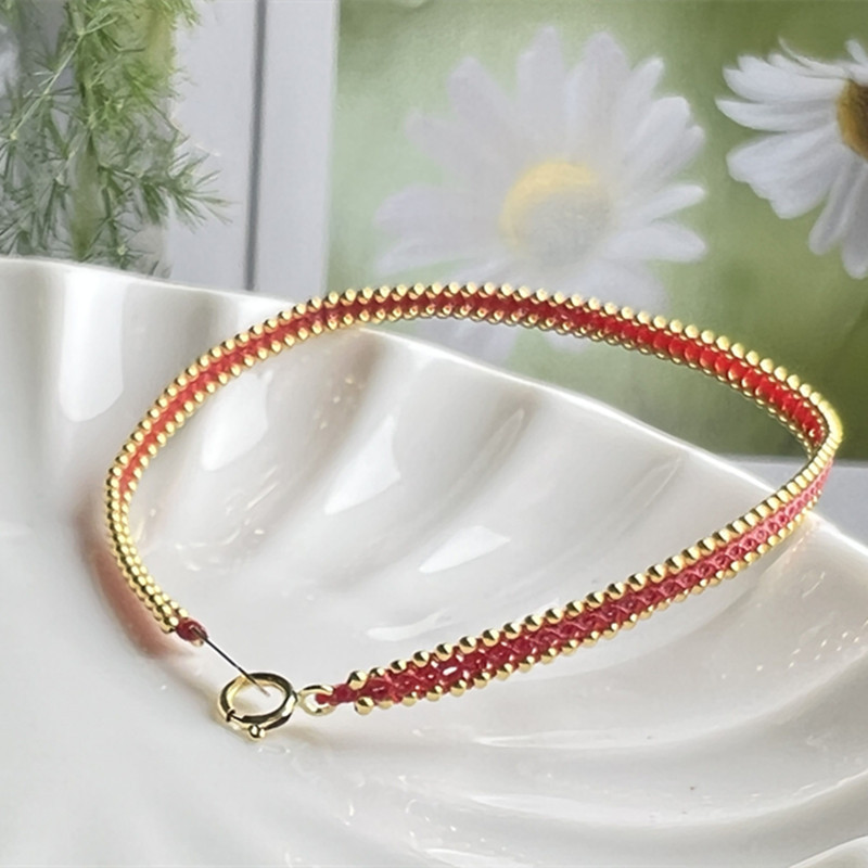 Exquisite24k Gold-filled Red Rope Bracelet For Women's Zodiac Year Red Hand Rope Braided Jewelry Lucky Rope Red Rope Douyin Hot Model