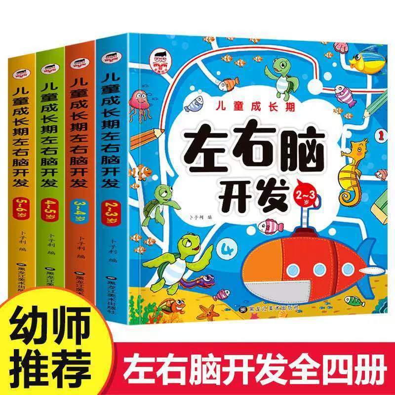 儿童左右脑智力大开发书籍专注力训练全脑思维练习教具2到3-4-5岁