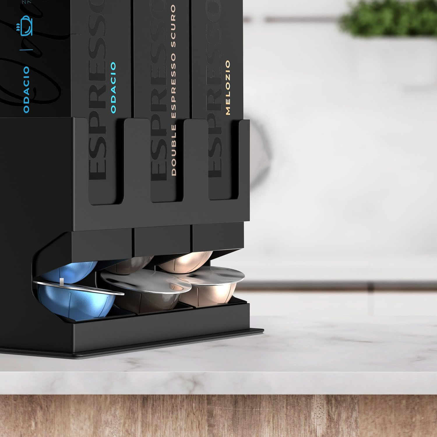 Soporte dispensador de cápsulas de café, caja de almacenamiento multifuncional tipo cajón, portavasos de encimera, estante organizador, mostrador de bar.