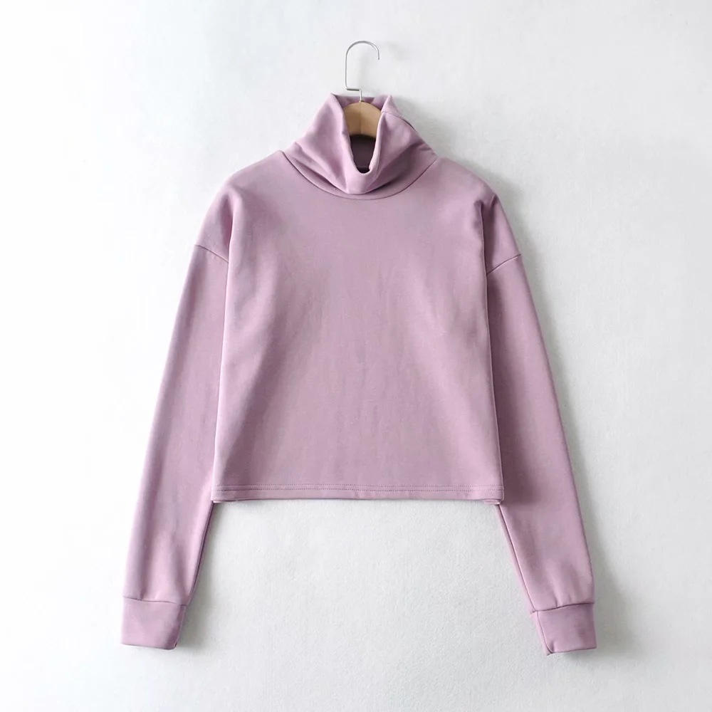 spring loose solid color terry pullover sweatshirt NSAC27571