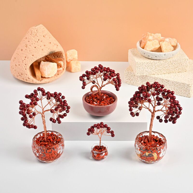New Style Cinnabar Fortune Tree Ornaments, Crystal Tree, Wealth-Attracting Treasure Bowl, Crystal Money Tree, Creative Ornaments, Gift Wholesale