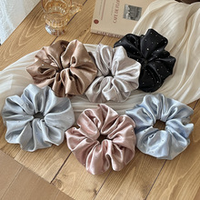 韩系慵懒风缎面烫钻大肠发圈女高级感头花发饰扎低马尾丸子头发绳