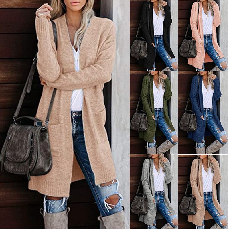 2024 Foreign Trade Autumn Women's Knitted Pocket Cardigan Long-sleeved Casual Knitted Loose Knitted Sweater Jacket Women 2024 Foreign Trade Autumn Women's Knitted Pocket Cardigan Long-sleeved Casual Knitted Loose Knitted Sweater Jacket Women