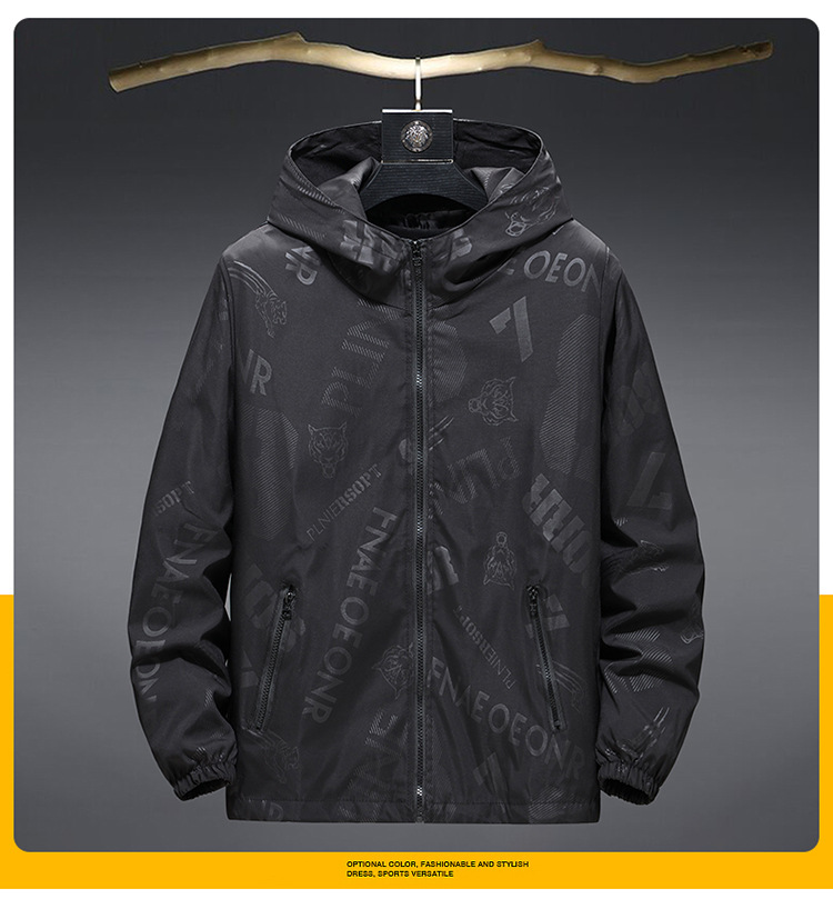 Men's Clothing spring and autumn thin jacket men 2024 new trendy brand hooded coat printed plus fat large size men's jacket_voghion.com