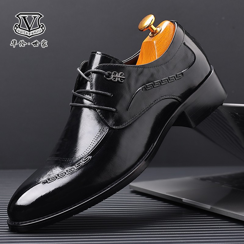 워렌 패밀리 브랜드 2024 COWHIDE 통기성 경량 영국 스타일 가죽 신발 비즈니스를위한 새로운 스타일 남성 캐주얼 신발