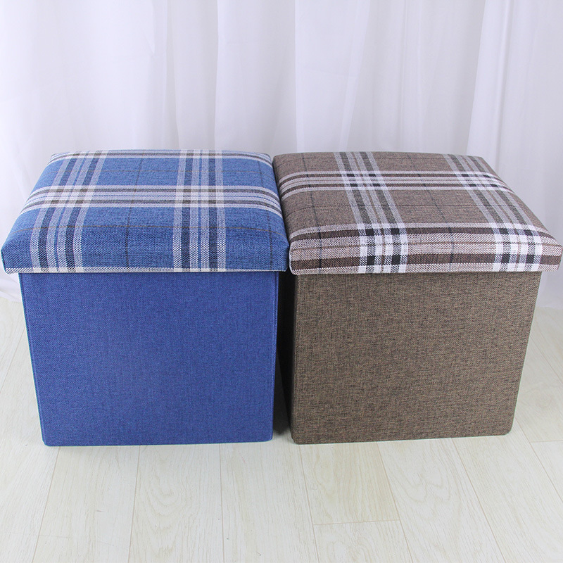 Fabric art Cotton and hemp Foldable children Toys Storage Stool Storage multi-function Square dormitory stool customized