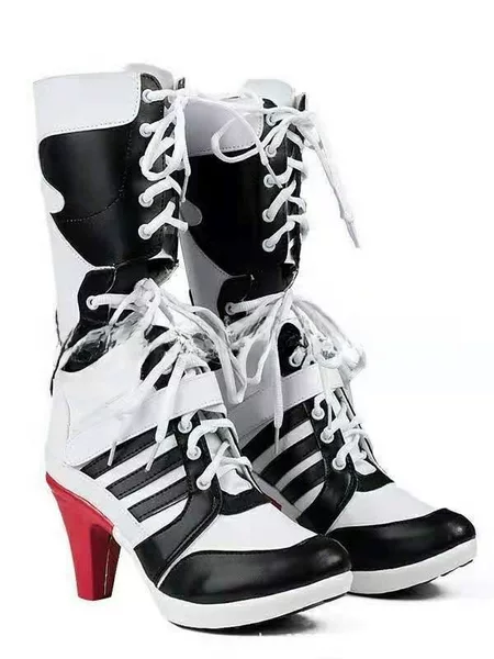 Suicide Squad Clown Women's Hollow Martin Boots Role-playing Lace-up Colorblock Women's 40-43 Plus Size Medium Boots