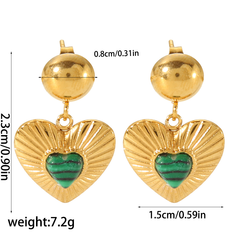 Europeo y americano elegante Internet celebridad de alta calidad pendientes 18K oro acero inoxidable con incrustaciones de circón piedra natural pendientes encantadores para las mujeres al por mayor