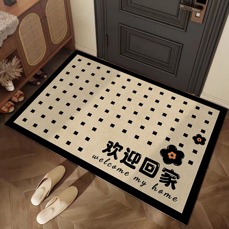 歐式古典輕奢入戶地墊家用可擦免洗耐髒腳墊玄關門口耐磨皮革地墊