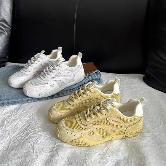 Yueyu Mesh Lightweight Forrest Gump Shoes for Women 2025 Summer New Breathable Moral Training Shoes Retro Soft Sole Sports and Leisure Board