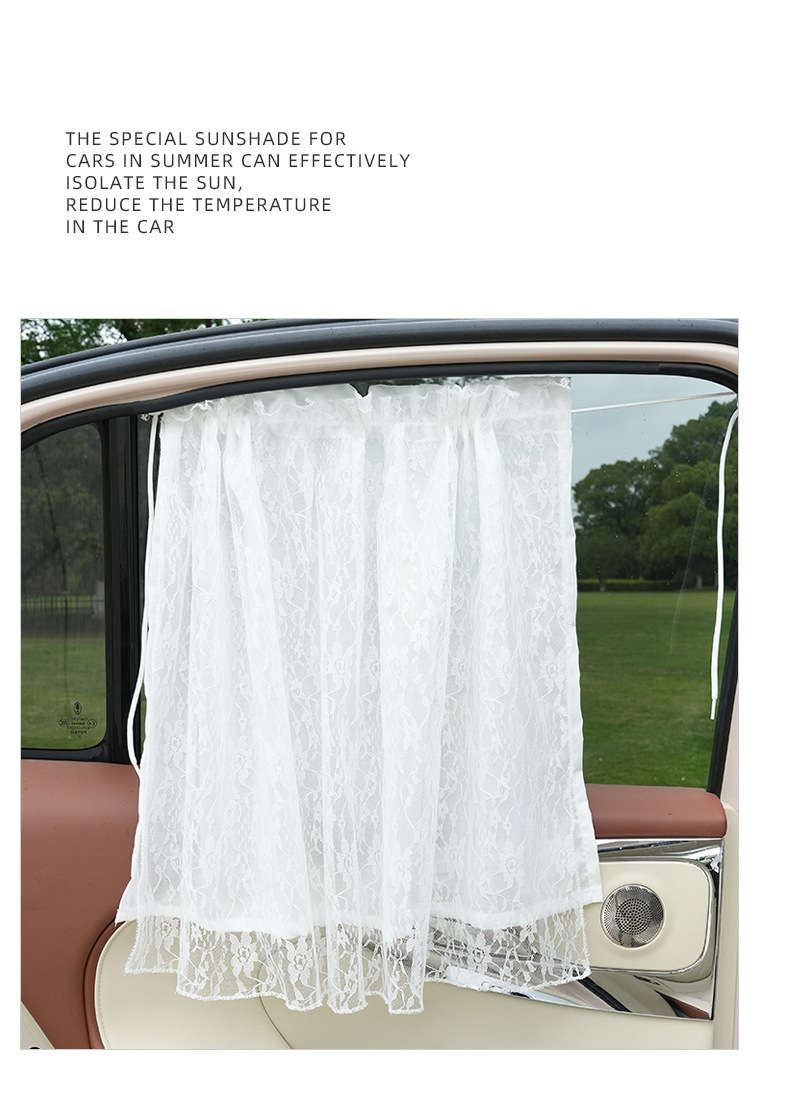 Lace car sunshade baby sunscreen heat insulation car hanging curtain side curtain double car sunshade