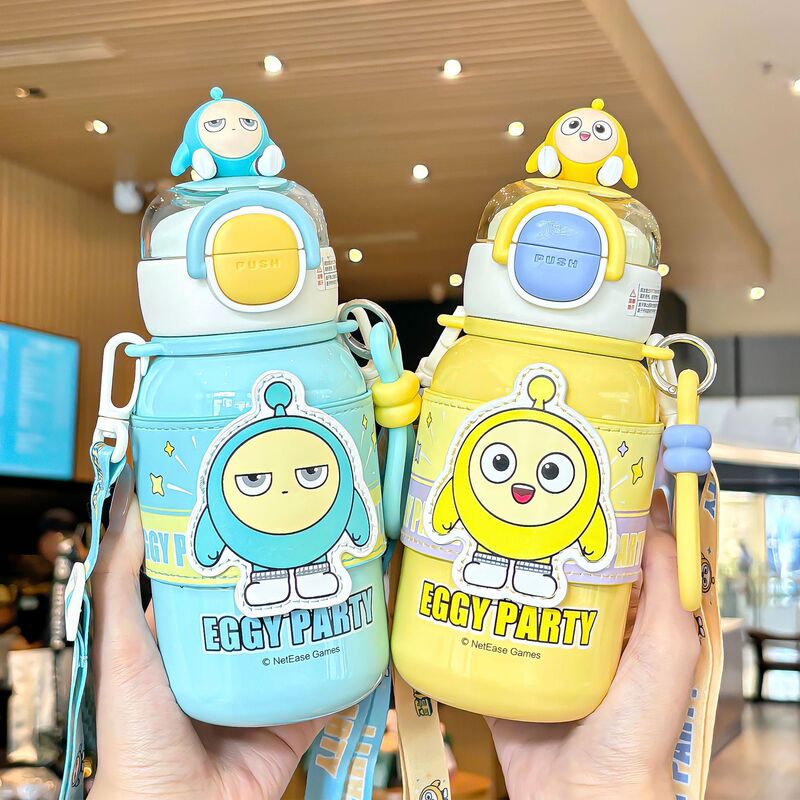 本物のエッグマンパーティーダブルドリンクカップセット魔法瓶カップ 510 ミリリットル女子学生学校ポータブルかわいい魔法瓶カップ水カップ|undefined