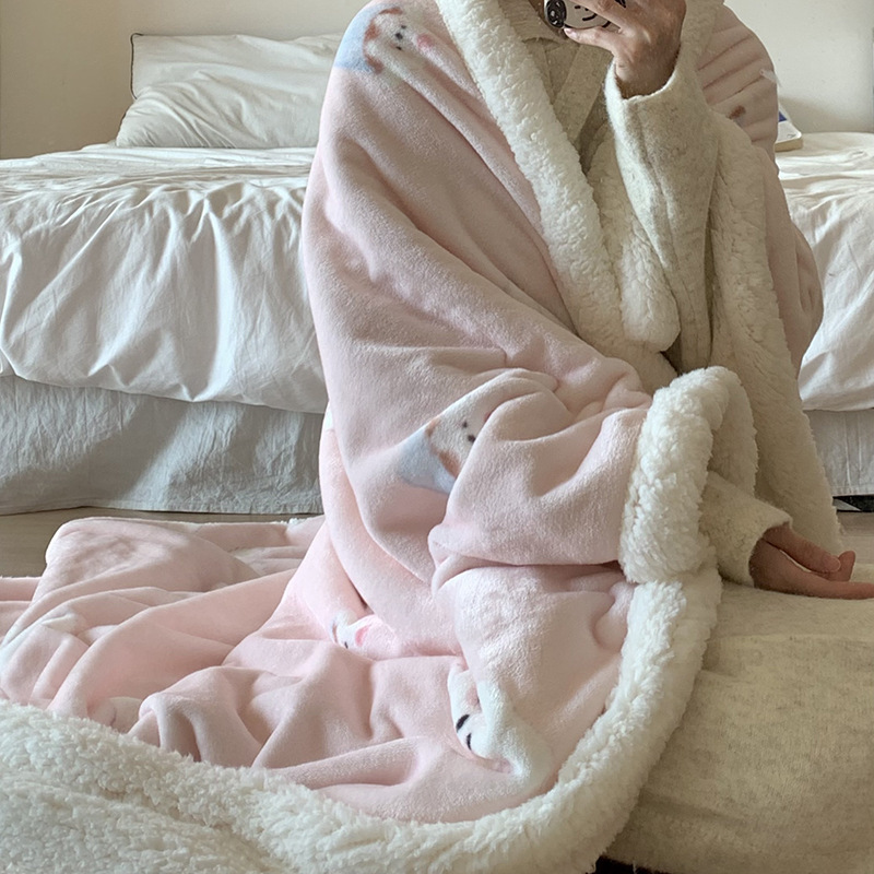 Thickened Lamb Fleece Blanket Office Nap Winter Shawl Blanket Coral Fleece Air Conditioning Sofa Cover Blanket Kindergarten Thickened Lamb Fleece Blanket Office Nap Winter Shawl Blanket Coral Fleece Air Conditioning Sofa Cover Blanket Kindergarten