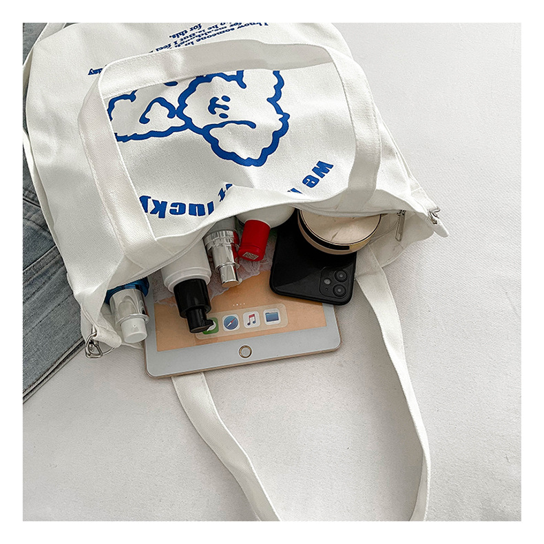 New fashionable and cute canvas bag, simple and large-capacity tote bag, casual and versatile single-shoulder crossbody bag, Douyin consignment undefined