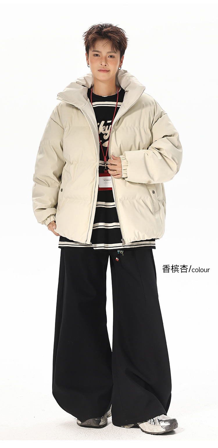 Kleidung aus PU-Leder mit Baumwollfutter für Damen und Herren, locker sitzende, wattierte Jacken, Freizeitkleidung, Stehkragenjacken für Herren_voghion.com