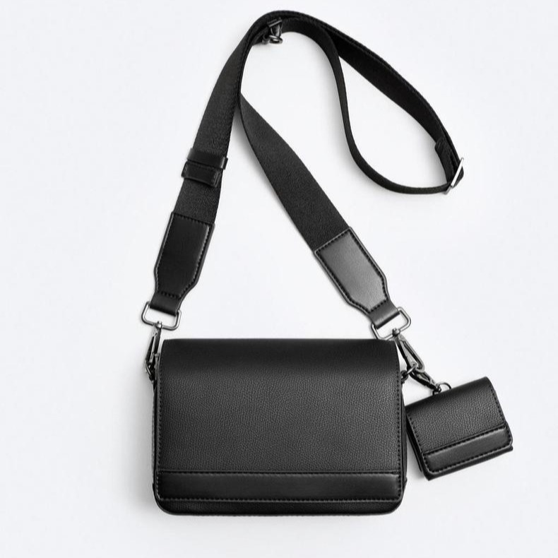 2025 Spring and Summer New Men's Bag Trendy Brand Men's Two-In-One Flip Crossbody Shoulder Bag Casual Versatile Small Square Bag for Men