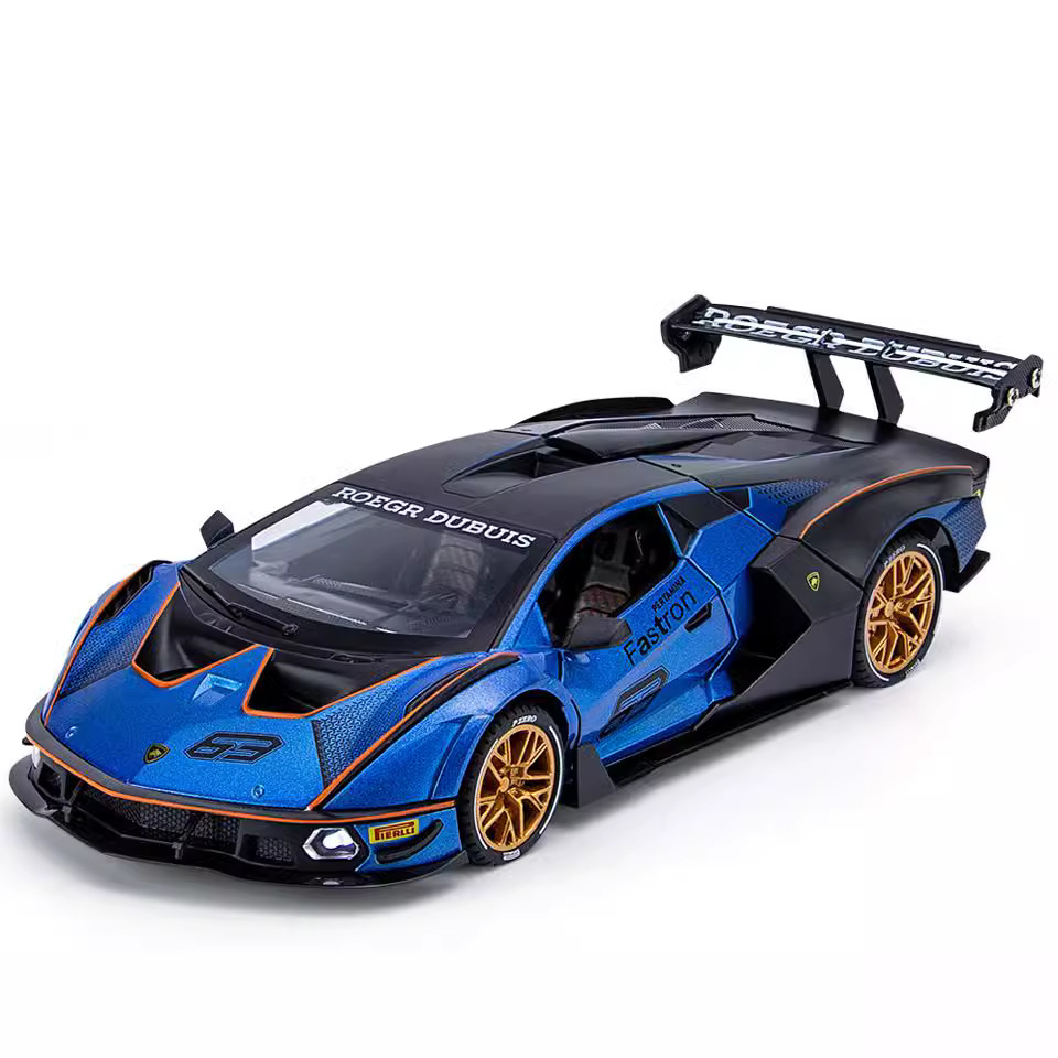 Weili aleación coche modelo 1:24 nuevo Lanbo Daniel SCV12 coche deportivo Tire hacia atrás el sonido y la luz del coche modelo decoración colección