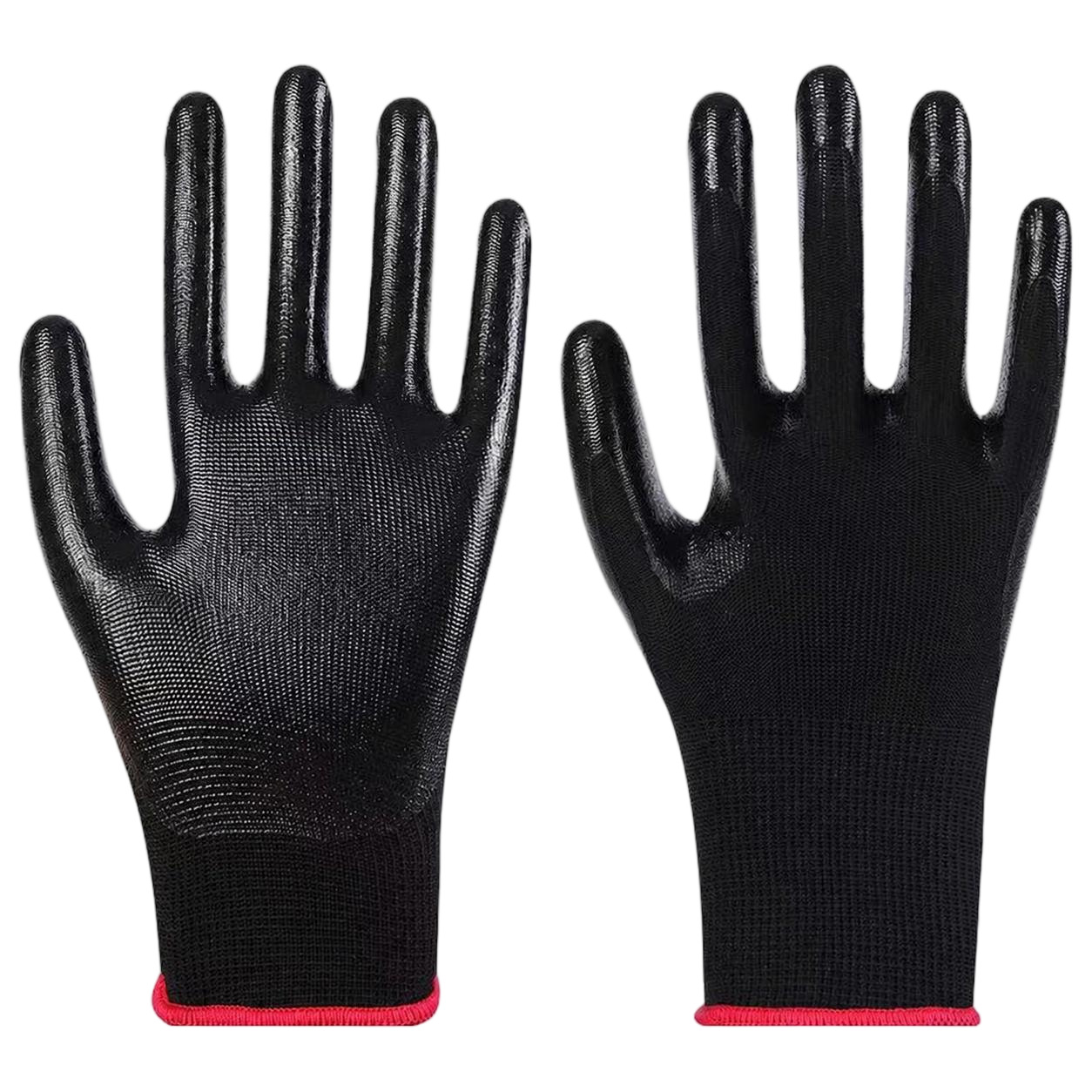 Guantes de nitrilo de nylon resistentes al aceite y resistentes al desgaste guantes de protección laboral respirantes pegamento engrosado guantes Dingqing al por mayor