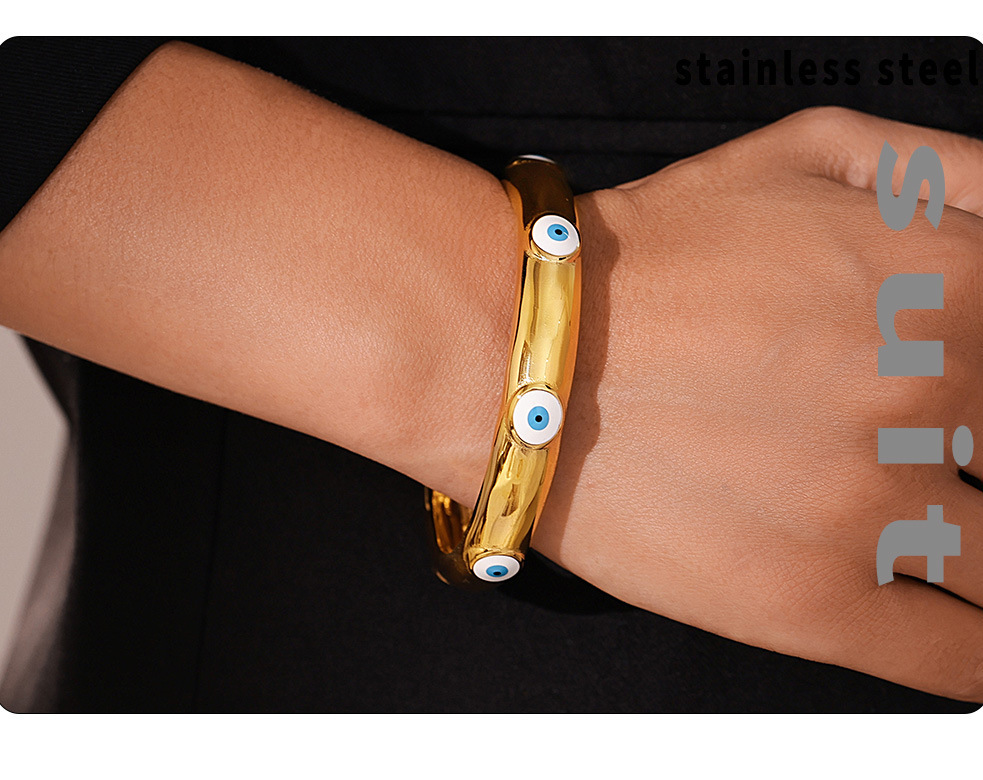 Bracelet œil de diable en acier titane à effet goutte d'huile, accessoire de bracelet personnalisé léger, luxueux et original._voghion.com